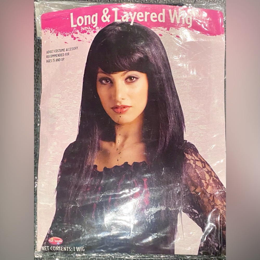 Long and layered black wig